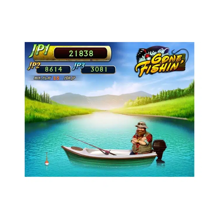Gone Fishin Vertical Game by IGS — Gone Fishin title artwork.