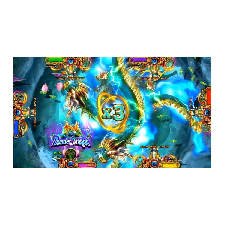 Ocean King 3 : Monster Awaken / Fish Hunting Game — Thunder Dragon power-up surrounded by blue lightning with a three-times multiplier.